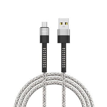 forza кабель для зарядки вертикаль microusb, 1м, быстрая зарядка 2.4а, 12w, тканевый , серый от магазина Барс