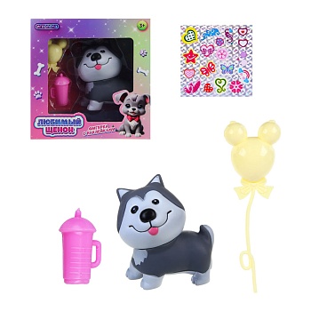 игроленд фигурка с наклейками и акс. "любимый щенок", pp, tpr, pvc, 13,8х6,5х14 см, 2 диз.