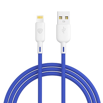 by кабель для зарядки bright ip, 1м, быстрая зарядка 2.4а, 12w, силикон, сине-серый от магазина Барс