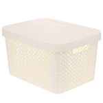 корзина для хранения с крышкой plast team stockholm, 15 л молочный туман от магазина Барс