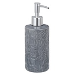 vetta дозатор для жидкого мыла, керамика, 7x7x19,5 см, листья, серый от магазина Барс