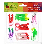 azor fishing набор джиг головок с твистером 17шт в блистере, разноцветные