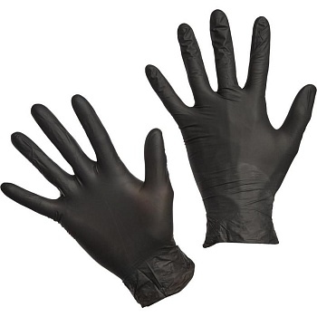 перчатки нитриловые 100шт/уп. неопудренные,черные