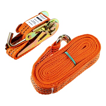 стяжка груза 5 м, храповик 110мм, ширина ленты 25мм, 500/900кг, j-крюки, ермак