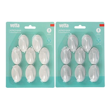 крючки самоклеящиеся тм vetta, пластик, 2 цвета, 8шт от магазина Барс