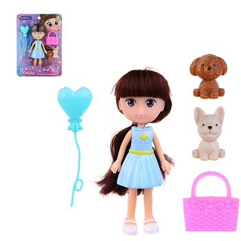 игроленд кукла с питомцами и аксесс., 15х4х21,5 см, pp, abs, 4 дизайна