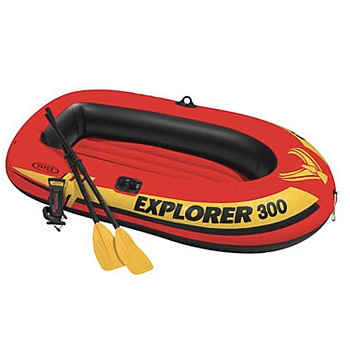 intex лодка надувная explorer 300, 211x117x41см, до 186кг насос/весла от 6 лет, 58332np