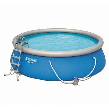 bestway бассейн надувной fast set, фильтр-насос,лестница, 457x122см, 57289