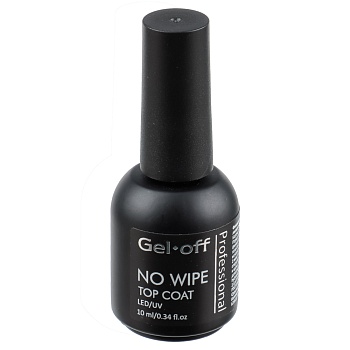 финишное покрытие для ногтей "no wipe top coat" (топ без липкого слоя), gel-off professional, 10 мл