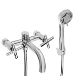 rain смеситель для ванны кристал, короткий излив, душ. набор, кран-буксы 1/2, латунь, хром