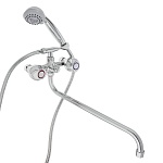 rain смеситель для ванны кварц, круглый излив 40см, керам. кран-буксы 1/2, душ. набор, латунь, хром