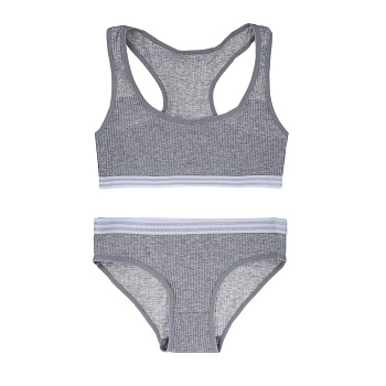 galante комплект белья: топ на лямках и трусы, р.158-164, 95% хлопок, 5% спандекс, серый, нб25-37