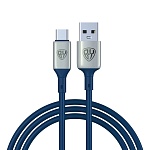 by кабель для зарядки space cable pro type-c, 1м, быстрая зарядка qc3.0, штекер металл, синий от магазина Барс
