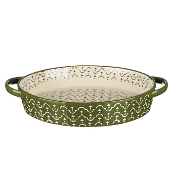 by collection форма для запекания и сервировки овал с ручками, керамика, 34,5х22,5х5,5см, 1,6л, зел интернет-магазин «Барс»