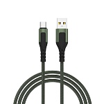 by кабель для зарядки satiny type-c, 1,5м, быстрая зарядка 3а, qc, pd 20w, тканевый, зеленый от магазина Барс