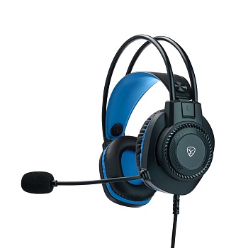 by наушники проводные с микрофоном игровые сabasset 3.5мм 4pin-spk+mic 3,2 м, синие от магазина Барс