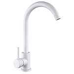 союзкран смеситель для кухни, поворотный излив, керам. картридж 35мм, белый, нерж. сталь, ss01-r132