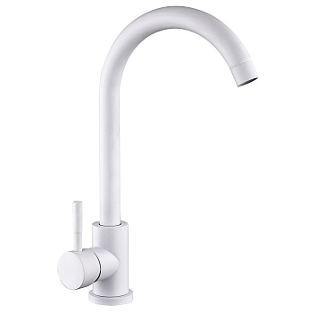 союзкран смеситель для кухни, поворотный излив, керам. картридж 35мм, белый, нерж. сталь, ss01-r132