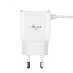 forza сетевое зарядное устройство старт, встроенный кабель, 2xusb, 2а, 5в, белый от магазина Барс