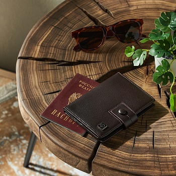 юl портмоне для документов и карт, пу, 13,5х10х1,5см, коричневый, км20-02