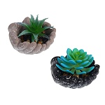 суккулент искусственный в кашпо тм ladecor 10x8x10 см, пвх, бетон, 2 вида