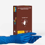 перчатки латексные 50шт/уп, safe&care high risk, неопудренные, нестер. текстурированные, синие чз 