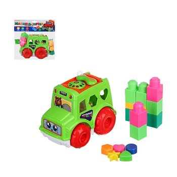 игроленд машинка сортер с кубиками "путешествие", рр, 23х25см