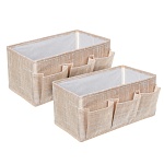 комплект коробов тм vetta лён, текстиль, бежевый, 25х15х12см, 2 шт от магазина Барс