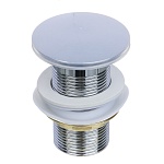 донный клапан, без перелива, большая кнопка, подкл. 1 1/4", d=66мм, нерж. сталь, хром