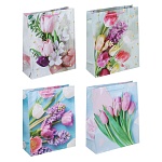 ladecor пакет подарочный, бумажный, 26x32x10 см, 4 дизайна, тюльпаны