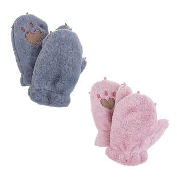 galante рукавицы детские из эко-меха с аппликацией лапки, р.12, 2 цвета, сзпв24-31