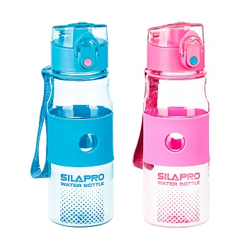 silapro спортивная бутылка 380мл, 18х6,5см, силикон, pc, 2 цвета