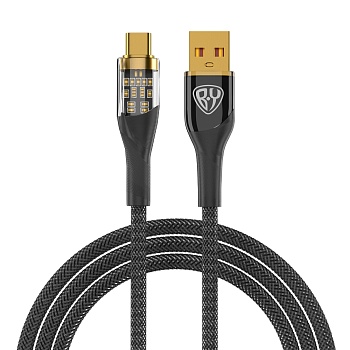 by кабель для зарядки space cable techno type-c, 1 м, 3а, быстрая зарядка qc3.0, черный от магазина Барс