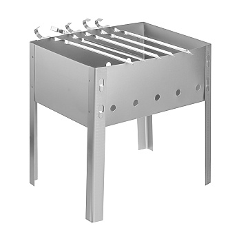 мангал сборный "эконом" тм grillboom, сталь 0,4мм, 35*25*35 см, с шампурами