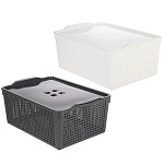 корзинка лофт 13л 395х272х168 мм с крышкой белый, серый от магазина Барс
