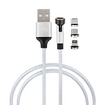 ng кабель для зарядки магнитный поворотный 3 в 1, ip/micro usb/type-c, 1м, 2.4, тканевая оплетка