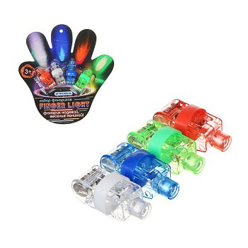 игроленд набор фонариков finger light, пластик, 3lr44, 4 цвета