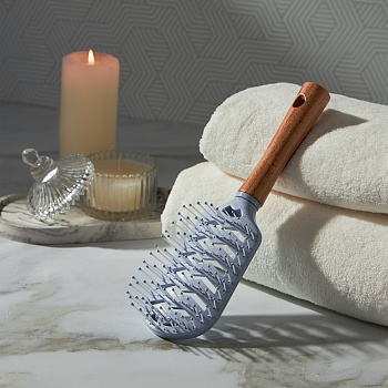 юниlook расческа массажная эко, дерево, нейлон, 23х6,5 см, голубой