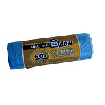 мешок мусорный пнд 60л.30шт/рул., стандарт "чистый дом" , голубой 14 мкм, 1/45