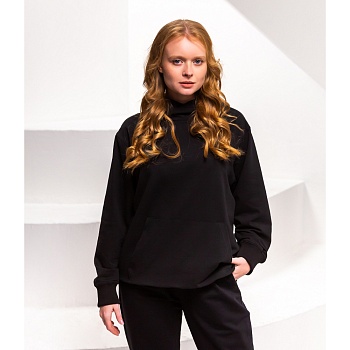 by basic толстовка женская, хлопок, цвет черный, размер l