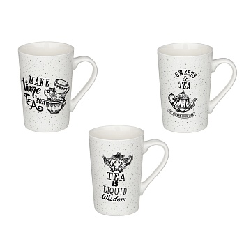 кружка 400мл, фарфор, "чашка чая", 3 дизайна интернет-магазин «Барс»