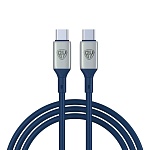 by кабель для зарядки space cable pro type-c - type-c, 1м, 5а, быстрая зарядка, штекер металл, синий от магазина Барс