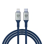 by кабель для зарядки space cable pro type-c - ip, 2.4а, 1м, быстрая зарядка, штекер металл, синий от магазина Барс