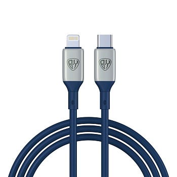 by кабель для зарядки space cable pro type-c - ip, 2.4а, 1м, быстрая зарядка, штекер металл, синий от магазина Барс