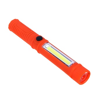 ермак фонарь, 1 cob + 1 led, 3вт + 1вт, 3xaaa, 16см, резино-пластик, 2 режима