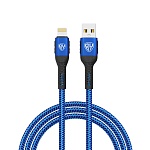 by кабель для зарядки silky ip, 1м, быстрая зарядка 2.4а, 12w, тканевый, синий от магазина Барс