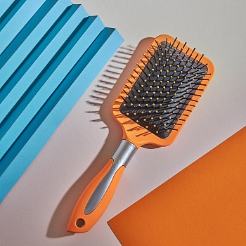 юниlook расческа массажная, пластик, силикон, 25,5см, оранжевый