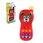 игроленд игрушка электронная телефон обучающий, свет, звук, abs, пит. 2аа, 17,8х7,3х3,5см, 3 диз интернет-магазин «Барс»