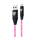 BY Кабель для зарядки Светящийся Micro USB, 1м, 2.4А, Быстрая зарядка, LED подсветка розовая, Заря