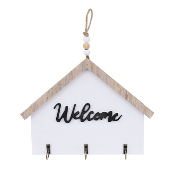 ключница открытого типа welcome на 3 крючка, 17x22x3 см, мдф